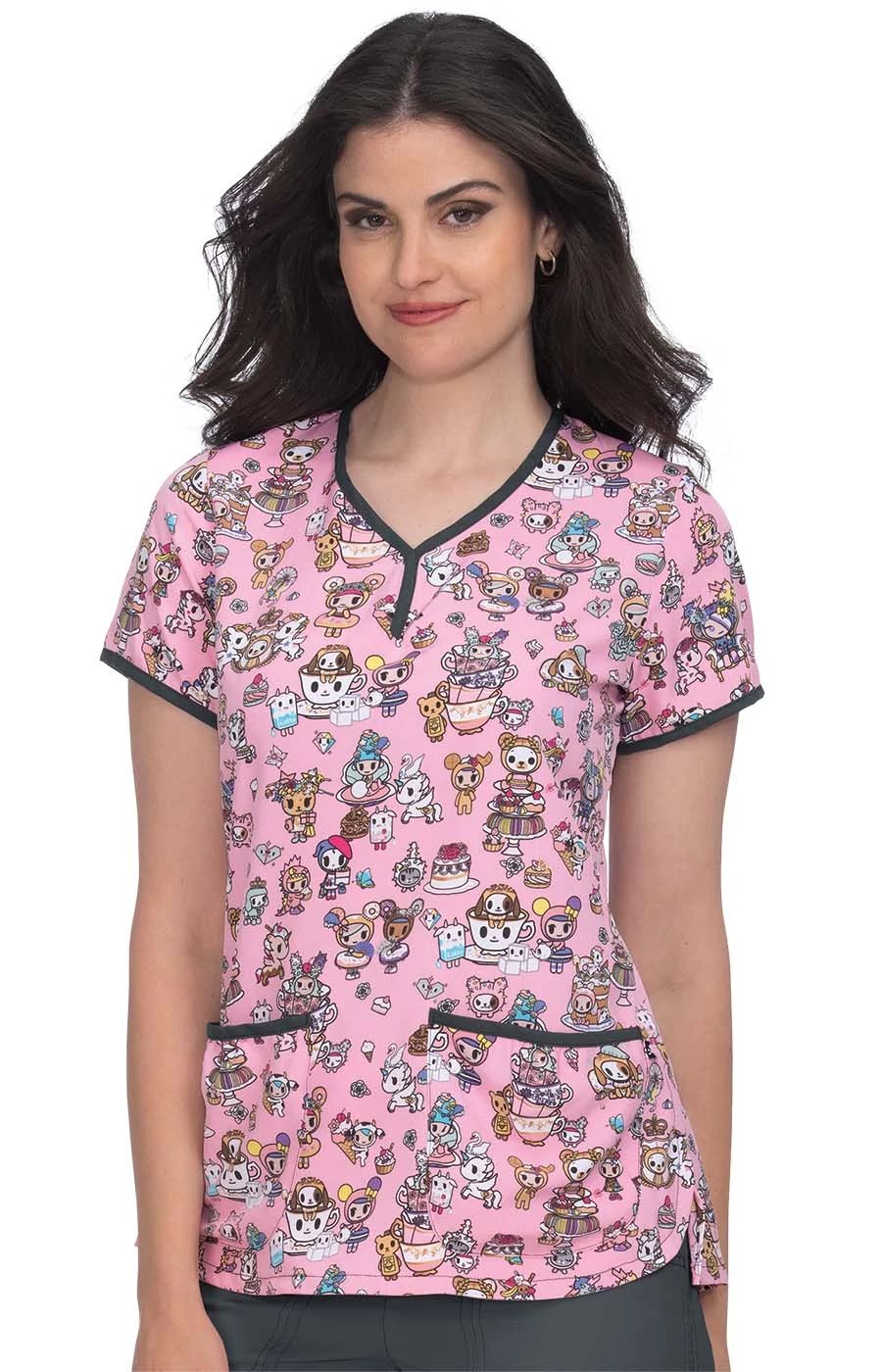 koi print scrub tops