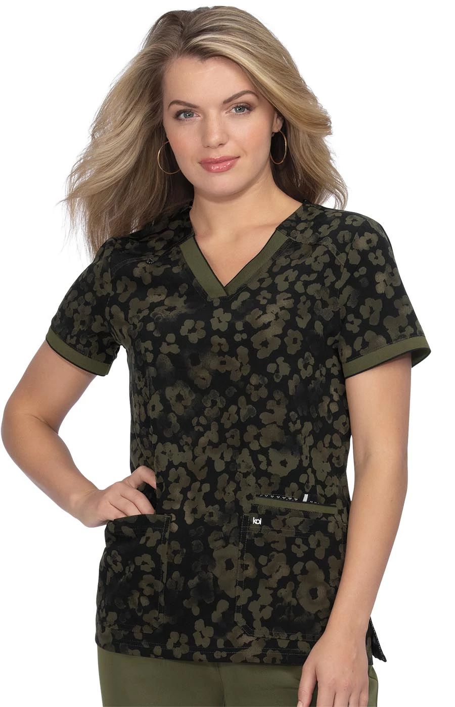 koi print scrub tops
